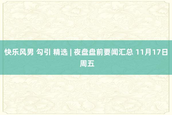 快乐风男 勾引 精选 | 夜盘盘前要闻汇总 11月17日 周五