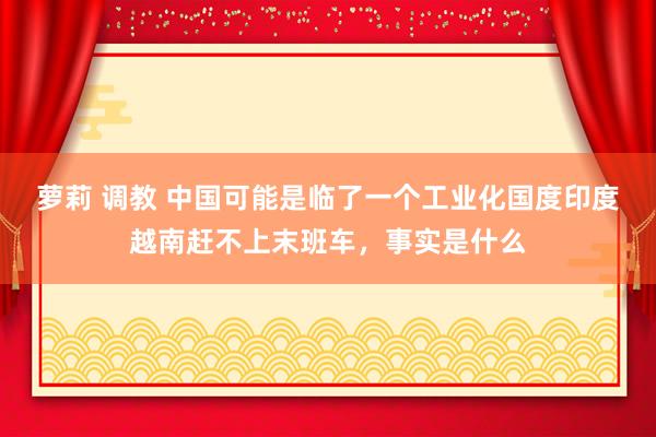 萝莉 调教 中国可能是临了一个工业化国度印度越南赶不上末班车，事实是什么