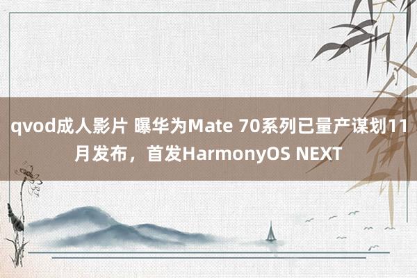 qvod成人影片 曝华为Mate 70系列已量产谋划11月发布，首发HarmonyOS NEXT