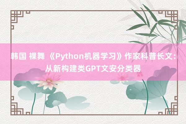 韩国 裸舞 《Python机器学习》作家科普长文：从新构建类GPT文安分类器