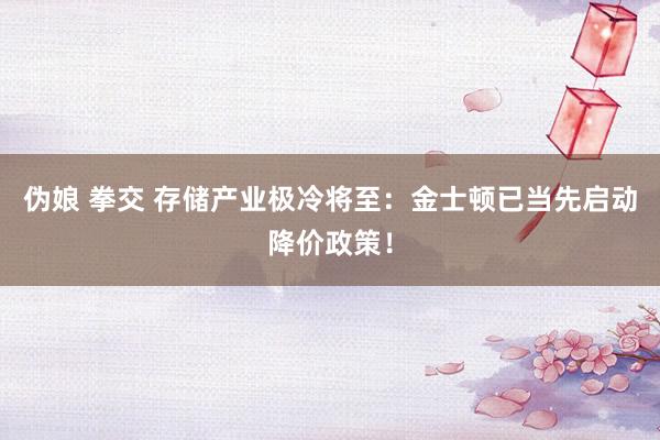 伪娘 拳交 存储产业极冷将至：金士顿已当先启动降价政策！