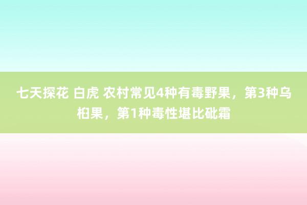 七天探花 白虎 农村常见4种有毒野果，第3种乌桕果，第1种毒性堪比砒霜