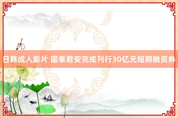 日韩成人影片 国泰君安完成刊行30亿元短期融资券