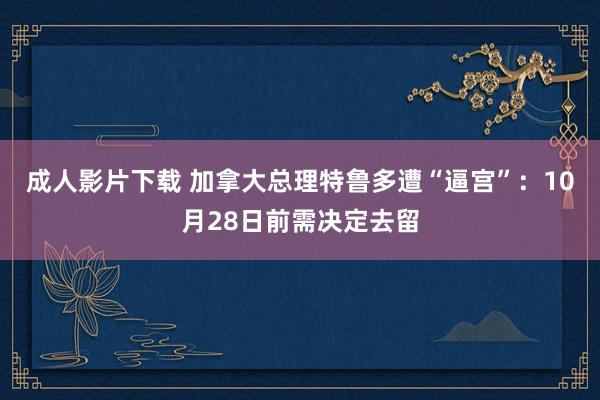 成人影片下载 加拿大总理特鲁多遭“逼宫”：10月28日前需决定去留