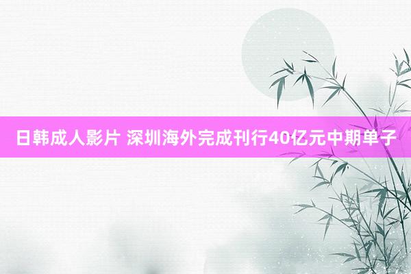 日韩成人影片 深圳海外完成刊行40亿元中期单子