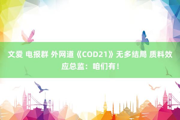 文爱 电报群 外网道《COD21》无多结局 质料效应总监：咱们有！