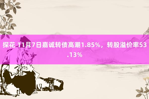 探花 11月7日嘉诚转债高潮1.85%，转股溢价率53.13%