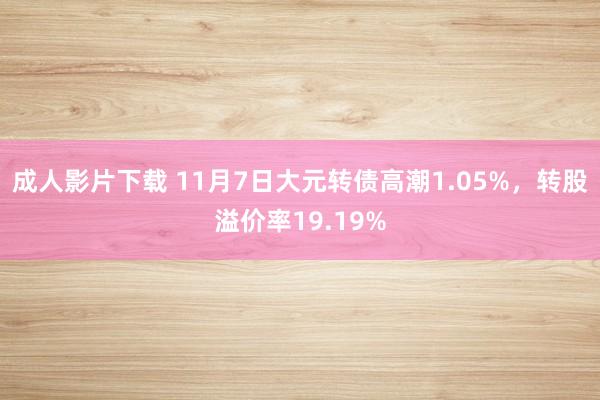 成人影片下载 11月7日大元转债高潮1.05%，转股溢价率19.19%