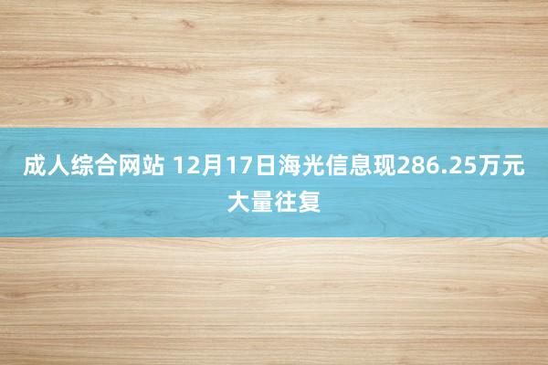 成人综合网站 12月17日海光信息现286.25万元大量往复