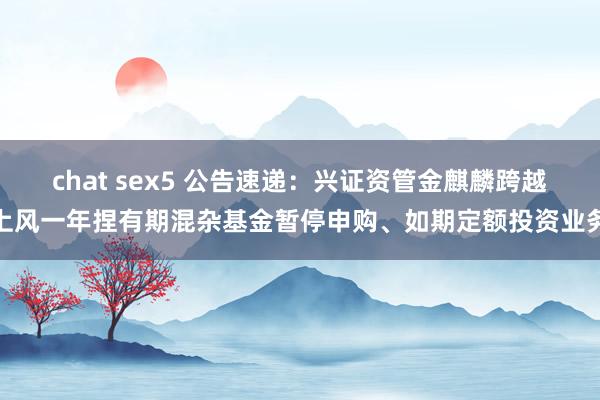 chat sex5 公告速递：兴证资管金麒麟跨越上风一年捏有期混杂基金暂停申购、如期定额投资业务