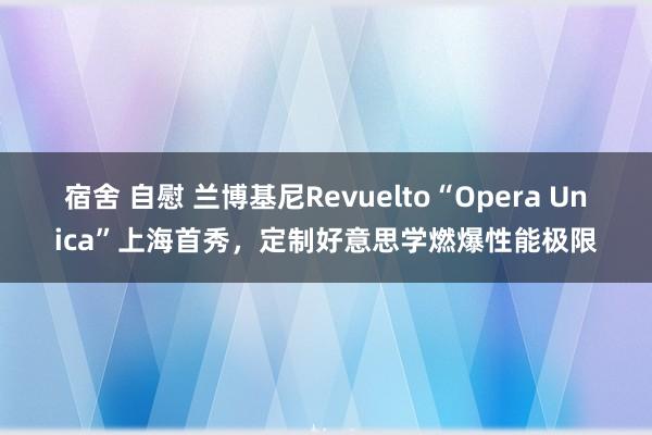 宿舍 自慰 兰博基尼Revuelto“Opera Unica”上海首秀，定制好意思学燃爆性能极限