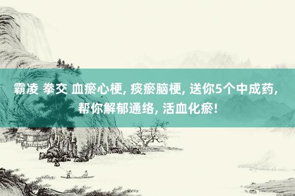 霸凌 拳交 血瘀心梗， 痰瘀脑梗， 送你5个中成药， 帮你解郁通络， 活血化瘀!