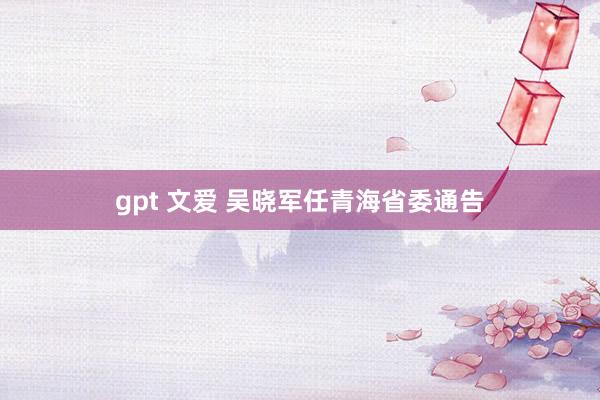 gpt 文爱 吴晓军任青海省委通告