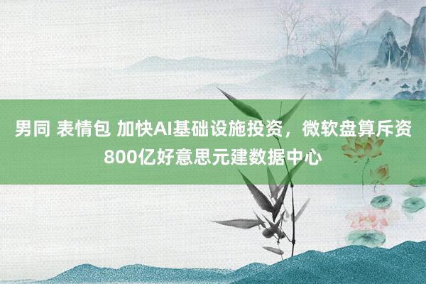 男同 表情包 加快AI基础设施投资，微软盘算斥资800亿好意思元建数据中心