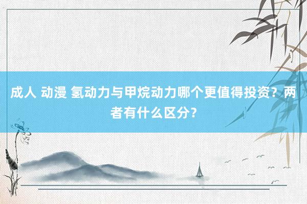 成人 动漫 氢动力与甲烷动力哪个更值得投资？两者有什么区分？