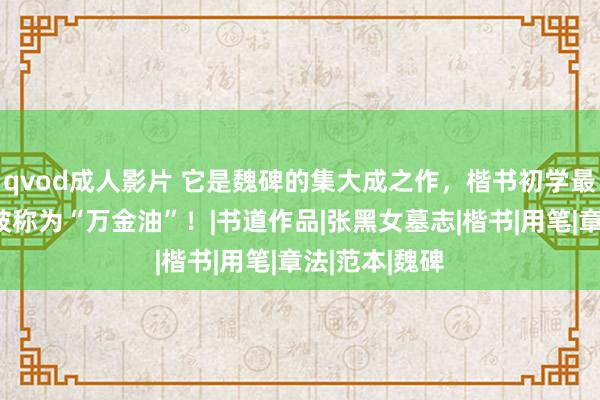 qvod成人影片 它是魏碑的集大成之作，楷书初学最佳的范本，被称为“万金油”！|书道作品|张黑女墓志|楷书|用笔|章法|范本|魏碑