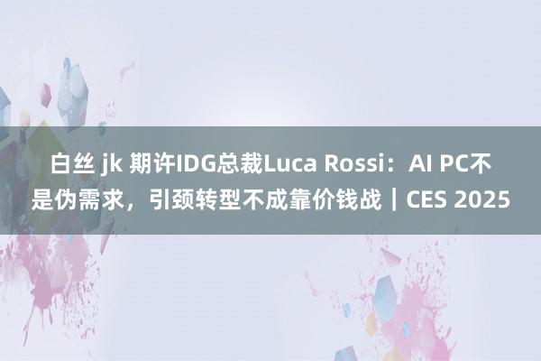 白丝 jk 期许IDG总裁Luca Rossi：AI PC不是伪需求，引颈转型不成靠价钱战｜CES 2025