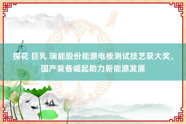 探花 巨乳 瑞能股份能源电板测试技艺获大奖，国产装备崛起助力新能源发展