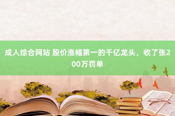 成人综合网站 股价涨幅第一的千亿龙头，收了张200万罚单