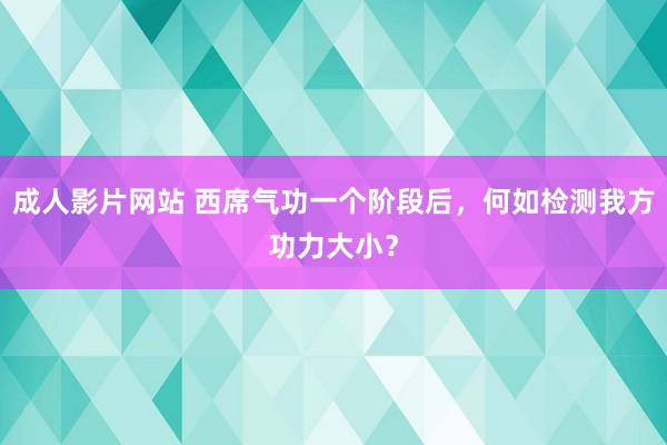 成人影片网站 西席气功一个阶段后，何如检测我方功力大小？