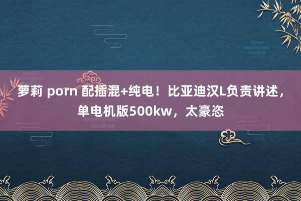 萝莉 porn 配插混+纯电！比亚迪汉L负责讲述，单电机版500kw，太豪恣